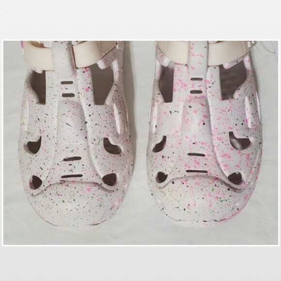 New Stepping Stone Shoes  Kid Size 12 Girls White & Pink Rainbow Sandals NWT - Picture 10 of 16